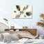 Art mural sur toile tourbillonnant en marbre et en papier déchiré bleu sarcelle et crème-174749231