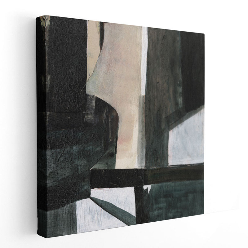 Ébène déconstruit I noir et blanc - reproduction d'art sur toile, H 24 po x l 24 po