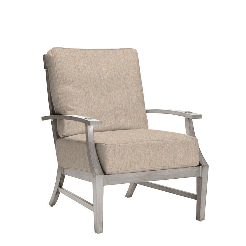 Croquet Patio Chair with Cushions, No Welt, Oyster, Canvas Sand