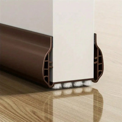 Bouchon anti-courants d'air pour le bas de la porte, scellant de qualité supérieure avec brosse, balai sous la porte pour les portes extérieures et intérieures, bloque les courants d'air froid et réduit le bruit (brun)