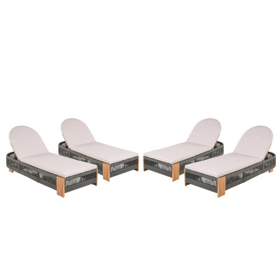 Corianne Patio Woven Rope Chaise Lounge With Adjustable Backrest & Cushions by Bay Isle Home