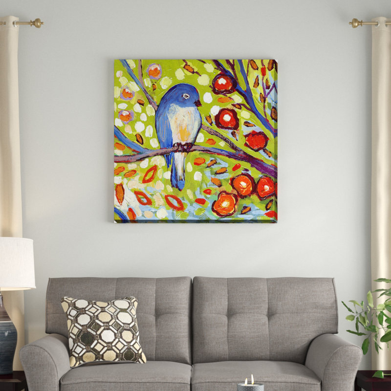 « oiseau i », reproduction d’art sur toile tendue, H 36 po x l 36 po x P 1,5 po