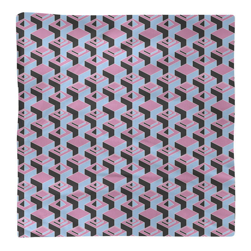 Serviette de table en coton à motif de gratte-ciels à deux couleurs, H 0,1 po x l 10 po x P 10 po, Rose / bleu ciel