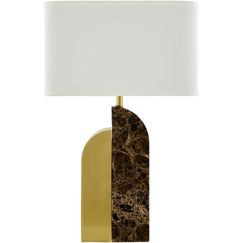 Ivah Table Lamp, Black/Light Brass, White, 28"H x 18"W x 18"D