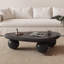 Table basse moderne ovale de 51 pouces, couleur crÃ¨me, noir et brun, avec trois pieds ronds-380611242-386511748