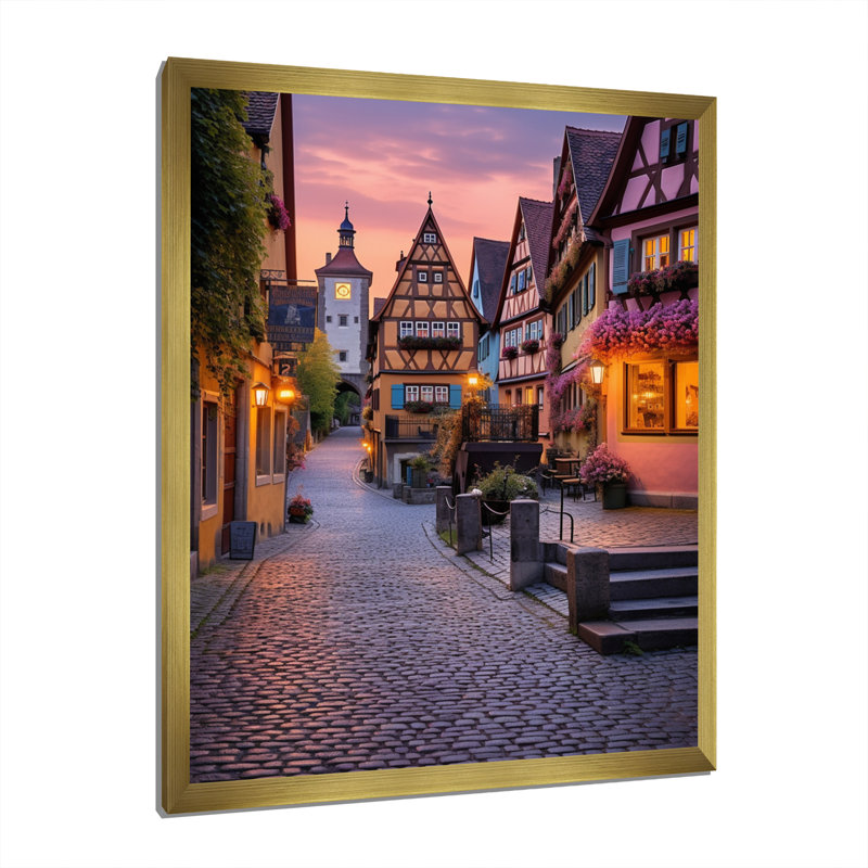 Constance Allemagne Rothenburg Street IV, H 40 po x l 30 po x P 1,5 po, Encadrement doré