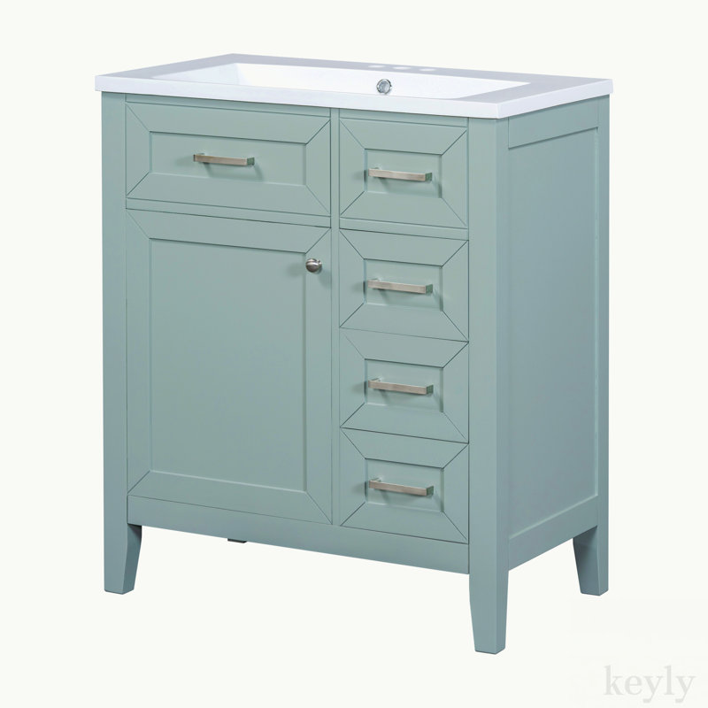 Meuble-lavabo simple 30 po avec plateau Phileas, Vert