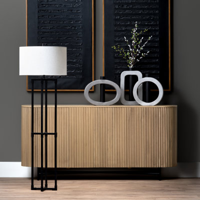 72 in. Brown Wooden 4 Door Media Credenza Sideboard
