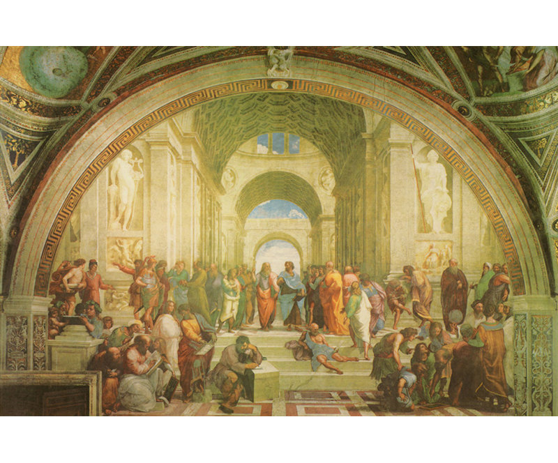 L'école d'Athènes, H 12 po x l 18 po