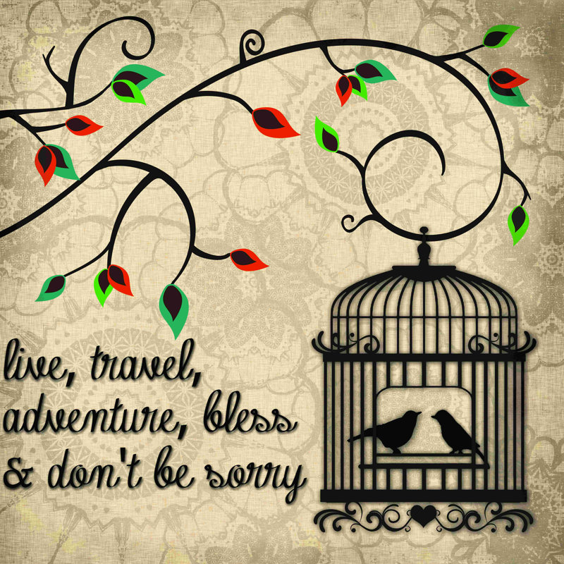 Birdcage Adventure - peinture sur toile tendue, H 12 po x l 12 po