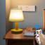 Lampe de table en bois massif et en tissu avec USB, petite lampe de chevet pour chambre, bureau ou dortoir, veilleuse DEL décorative