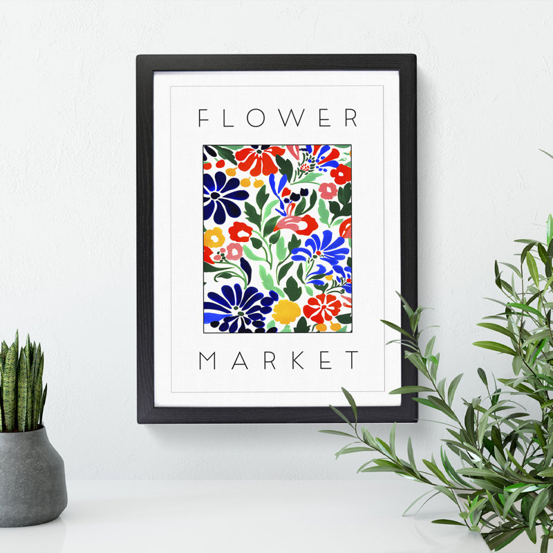 Flower Market Exhibition White No.2 1 Piece Single Picture Frame Wall Art, 64cm H x 46cm W x 2cm D