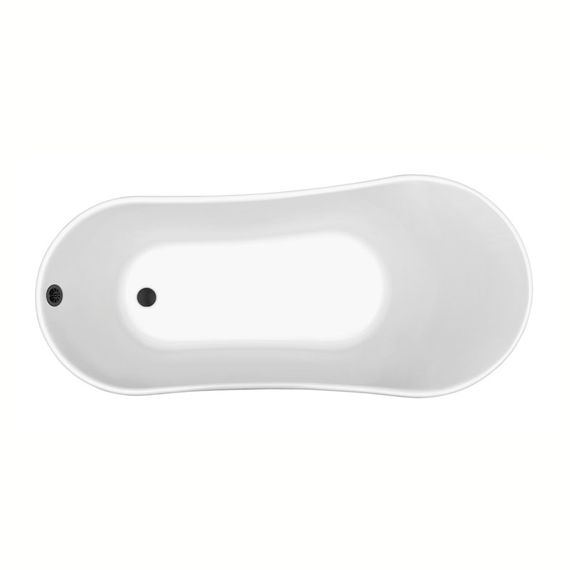 67" Streamline Clawfoot Soaking Acrylic Bathtub, Matte Black, Matte Black