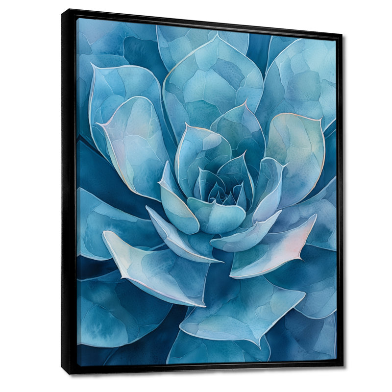 Luxora Desert Succulent Leaves II - feuilles, art mural, Noir, Reproduction avec cadre flottant, H 20 po x l 12 po