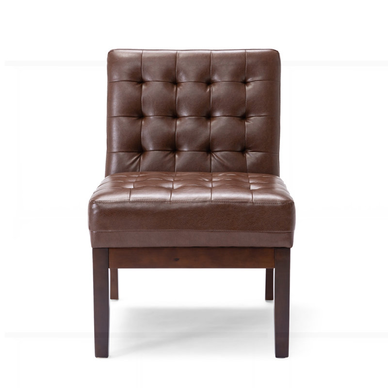 Modern Accent PU Chair, Dark Brown PU Faux Leather