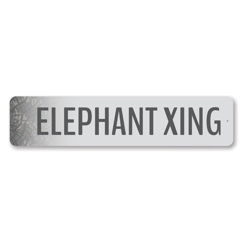 Enseigne d'éléphant en aluminium, H 4 po x l 18 po x P 0,04 po