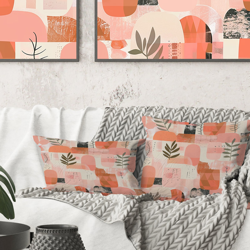 Coussin lombaire boho minimaliste rose et orange
