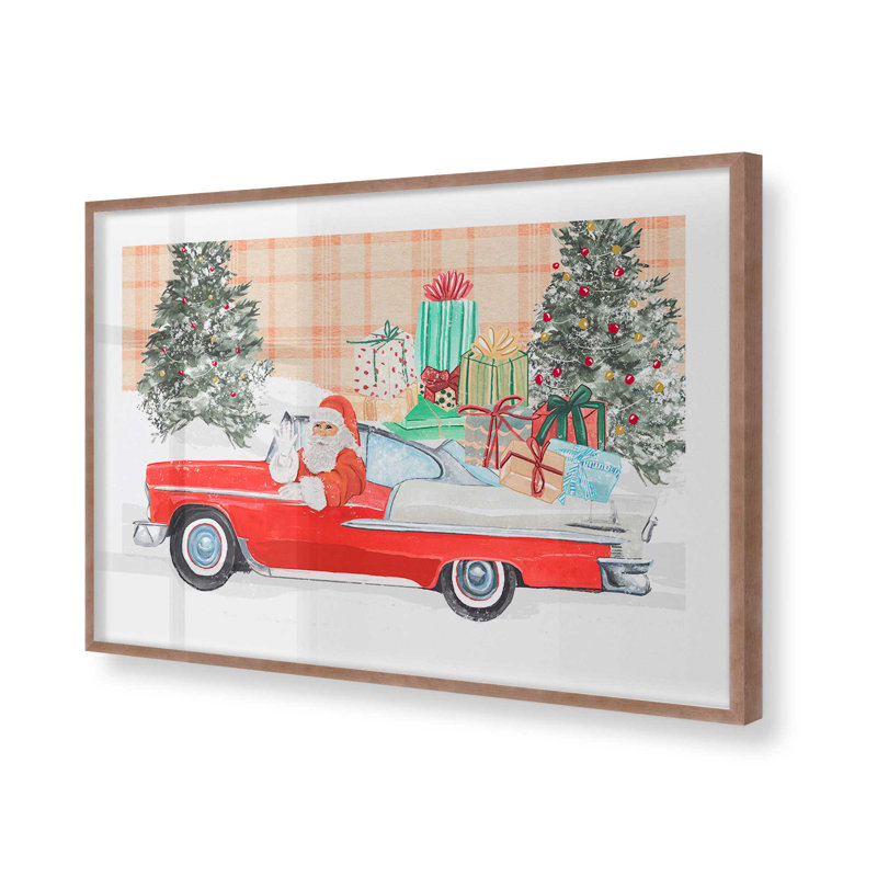Imprimé convertible du père Noël, Encadré rose poudre, H 12 po x l 15 po