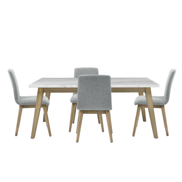 Mairenn Marble Dining Set, 5 Pieces: Table, 4 Chairs