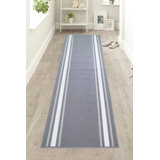 Solid Border Gray Low Pile Slip Resistant Rugs