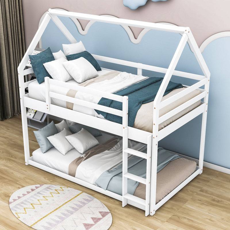 Turco Kids Twin Over Twin Bunk Bed, White