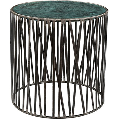 Round End Table with Metal Frame, 22x22x22