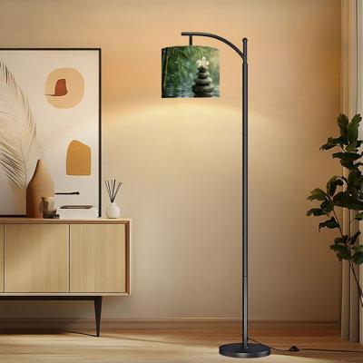 Lampe sur pied arquée avec abat-jour réglable, style Zen Garden, lampe sur pied empilable, 3 températures de couleur, intensité variable, avec interrupteur au pied pour chambre à coucher
