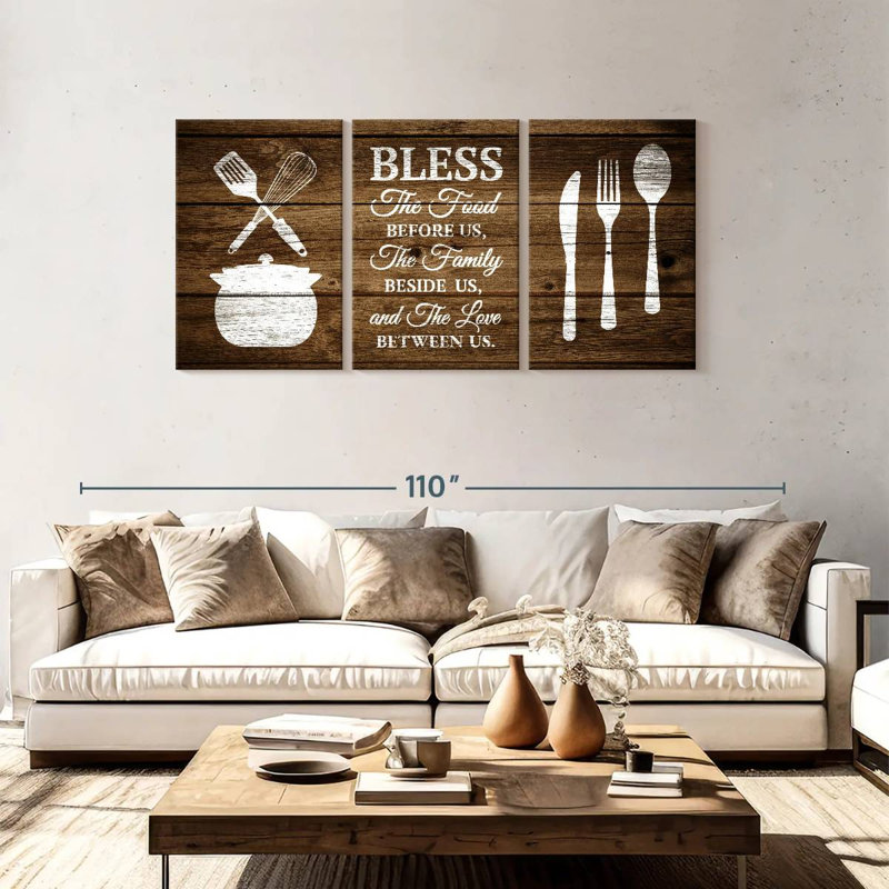 «Bless The Food Sign», reproduction sur toile, L 80 po x H 39 po