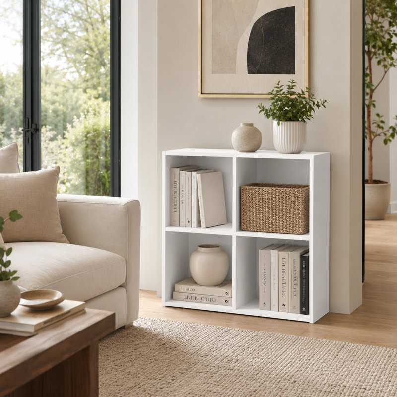 Bibliothèque de rangement à 4 cubes Modern, Blanc
