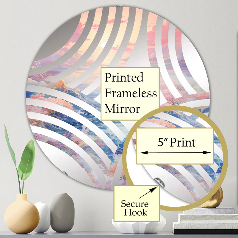 Japon Kanagawa Wave Horizon I - Miroir décoratif Baptist Fan | Rond, 23,6 po x 23,6 po
