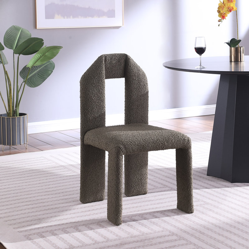 Bennett Upholstered Dining Chair, Olive Boucle Fabric