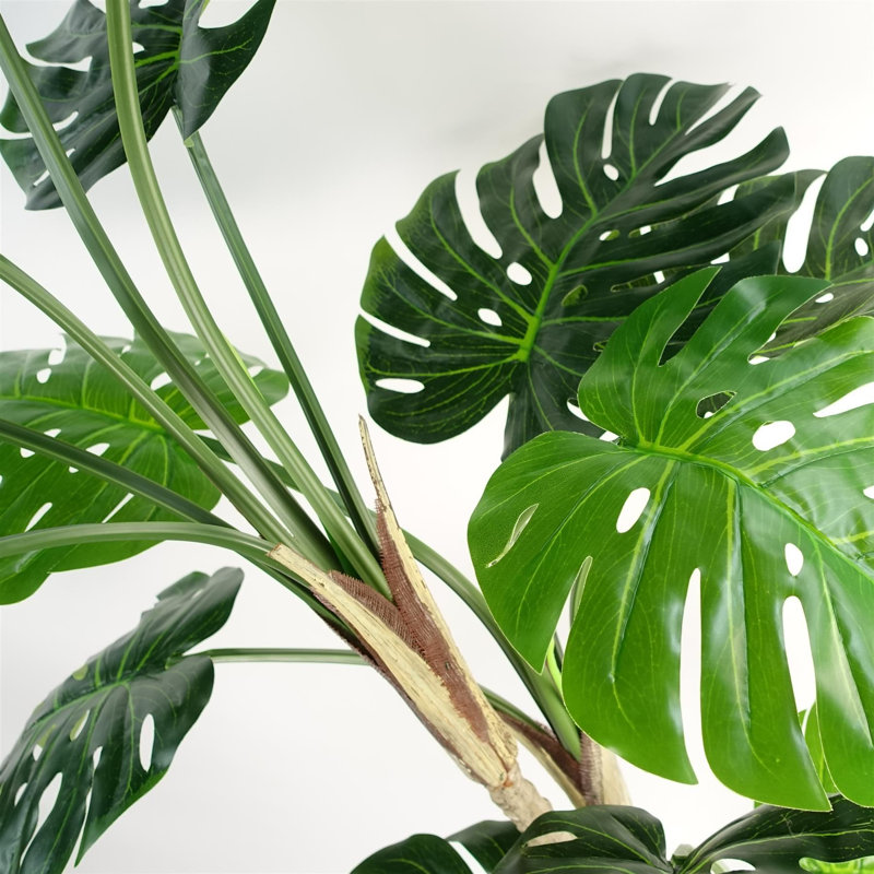 150cm Faux Monstera Tree in Metal Pot, Gold