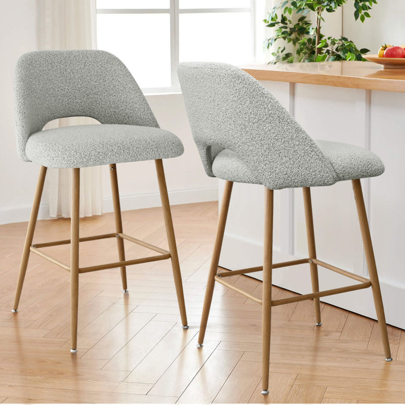 2 Pieces Camarda 27'' Boucle Counter Stool (Set of 2)