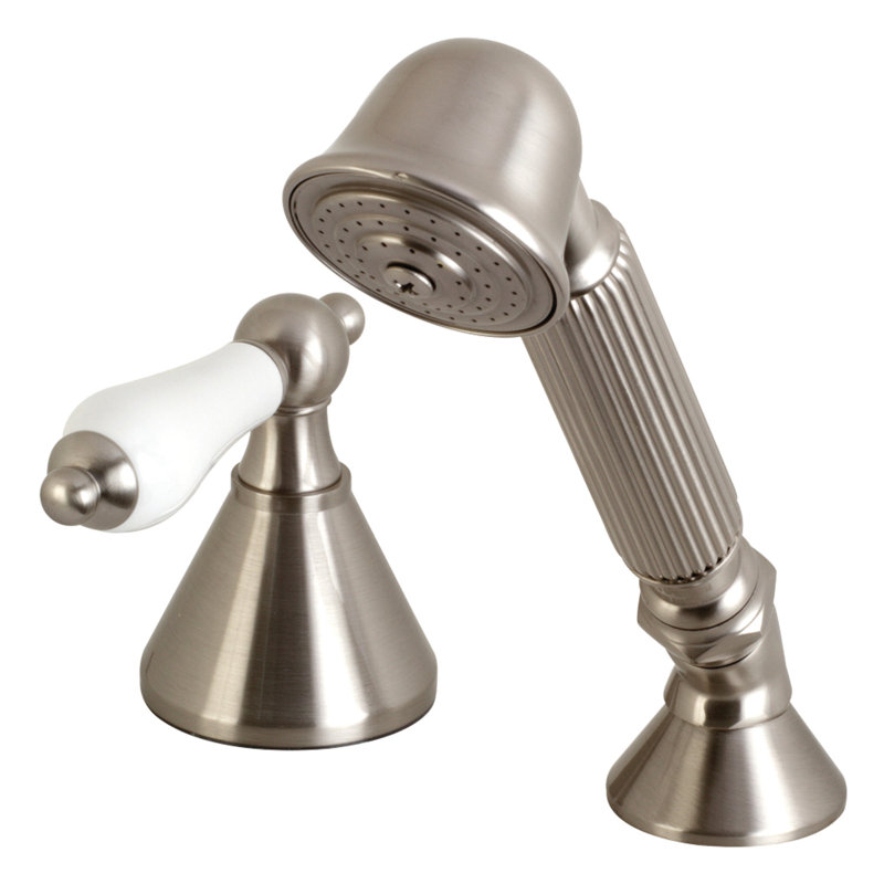 Kingston Brass Deck Mount Hand Shower with Diverter for Roman Tub Faucet, Brushed Nickel