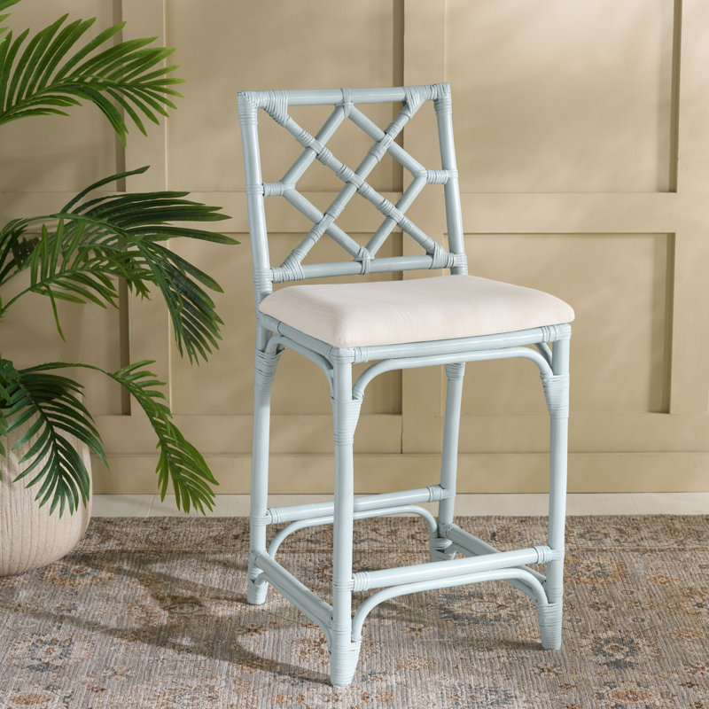 Tabouret de bar avec coussin Bhumi, Bleu pâle
