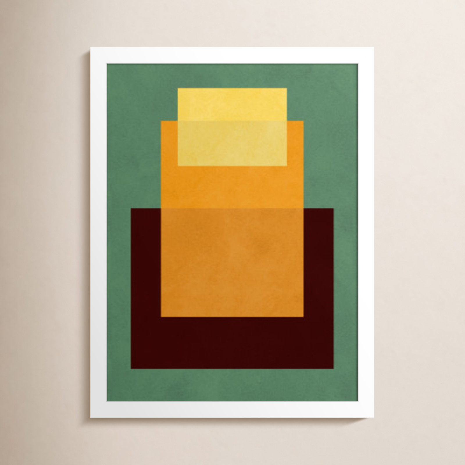 Overlapping Geometry 10 Print, Green/Orange, White, 17" H x 13" W