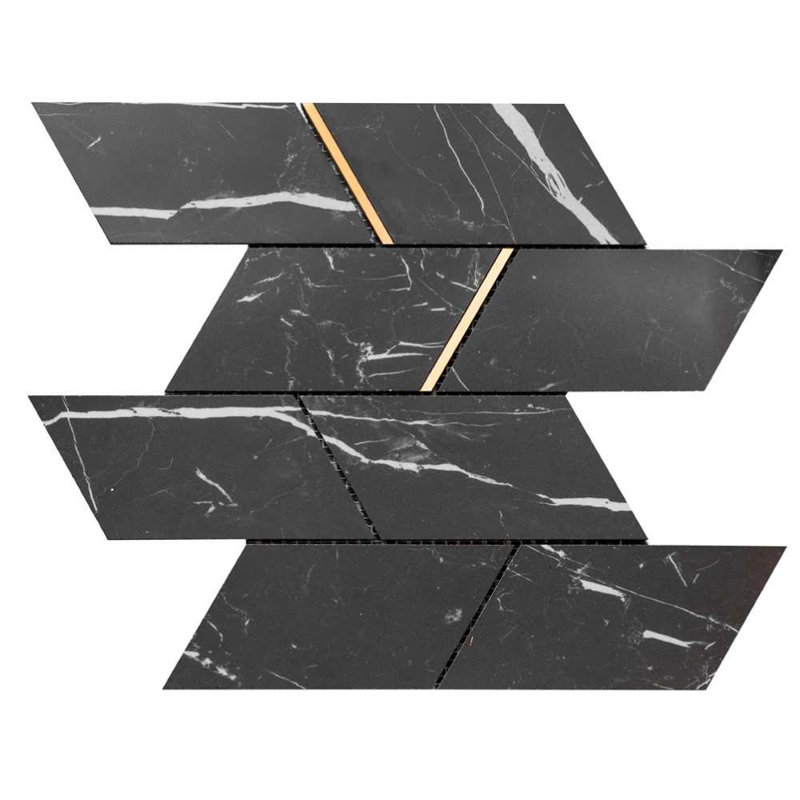 Stately Avenue 11" x 12" Porcelain Marble Look Tile, Marquina Black