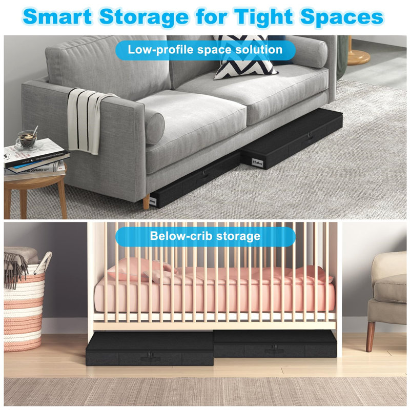 Ebern Designs Fabric Underbed Storage, Black