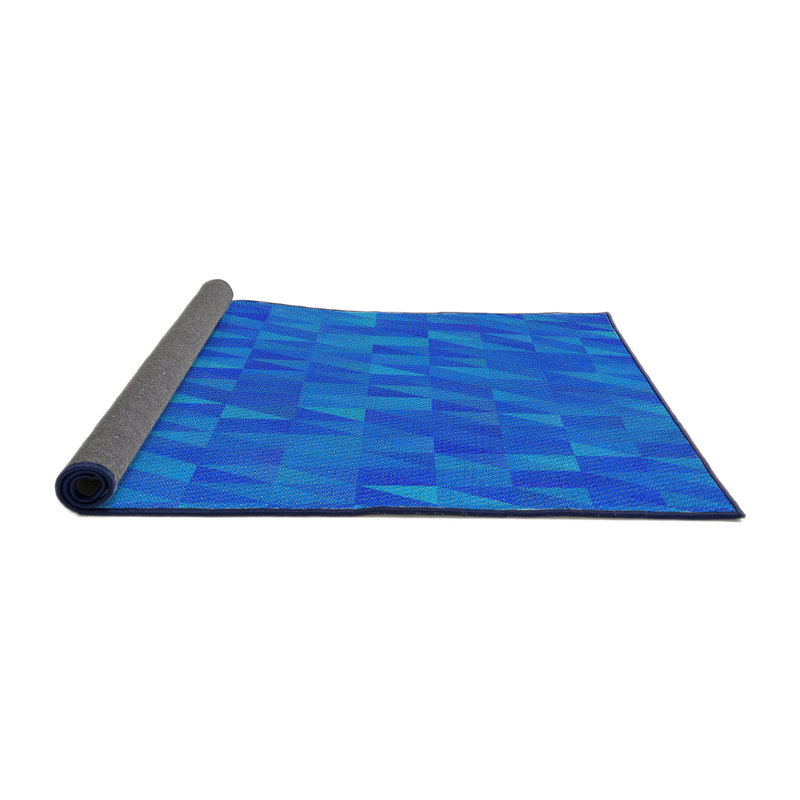Tapis bleu tissé à la machine, Carré 8 pi