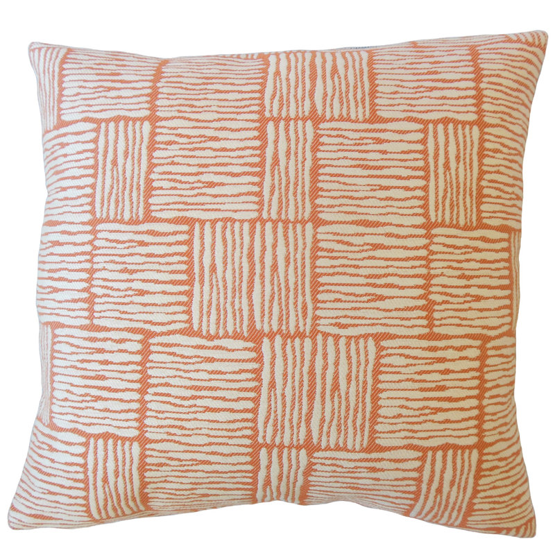 Perrin Striped Reversible Throw Pillow, Mandarin