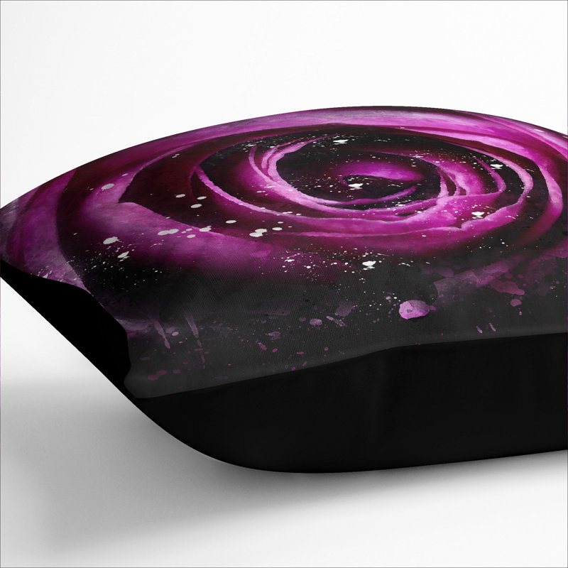 Rose Flower Vol.2 Paint Splash Scatter Cushion, Black, 40cm H x 40cm W x 15cm D