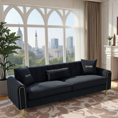 Canapé moderne à 3 places rembourré avec coussins, mousse haute résilience, ressorts ensachés et pieds en métal pour des espaces de vie confortables