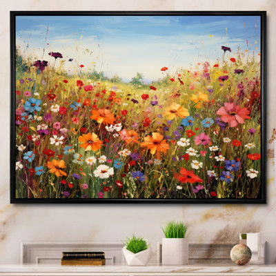 Colourful Wildflowers Meadow Blooms I Framed On Canvas Print