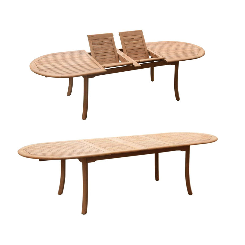 Maston Teak Wood Patio Dining Set with Rectangular Table, 4, 30.5" H x 71" W x 40" D