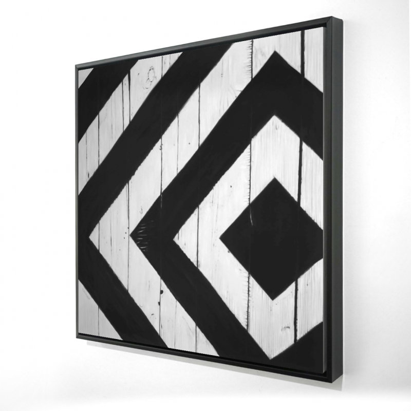 Rhombus on Wood - Patterns Gray Framed Canvas for Home Decor