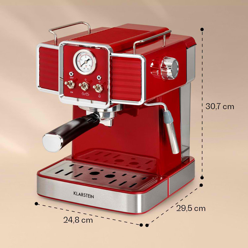 Klarstein Gusto Classico Espresso & Coffee Machine, Red