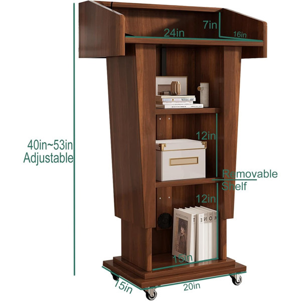 caimen Mobile Lectern Podium With Locking Casters | 40/