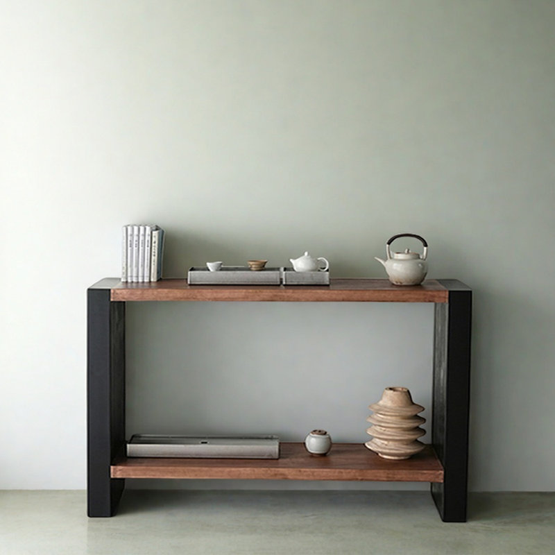 Console Mid-Century moderne en bois massif, H 33,5 po x l 39,4 po x P 13,8 po