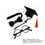 Ensemble de bonnet de graduation pour animal de compagnie avec lunettes à nœud papillon, rouge-131216703