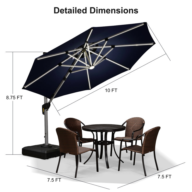 Parasol en porte-à-faux 120 po, Marine